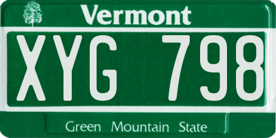 VT license plate XYG798