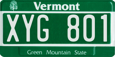 VT license plate XYG801
