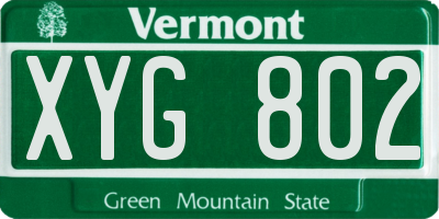VT license plate XYG802