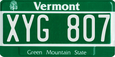 VT license plate XYG807