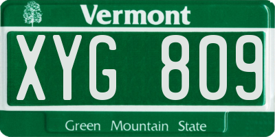 VT license plate XYG809