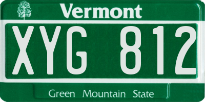 VT license plate XYG812