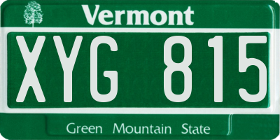 VT license plate XYG815