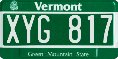 VT license plate XYG817