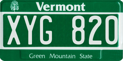 VT license plate XYG820