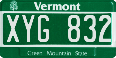 VT license plate XYG832