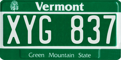 VT license plate XYG837