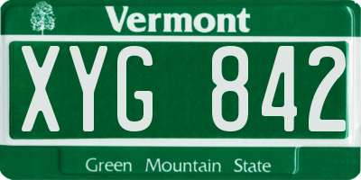 VT license plate XYG842