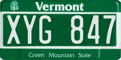 VT license plate XYG847