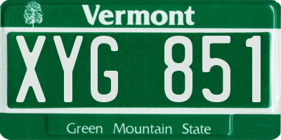 VT license plate XYG851