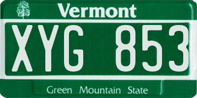 VT license plate XYG853