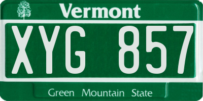 VT license plate XYG857