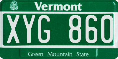 VT license plate XYG860