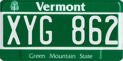 VT license plate XYG862