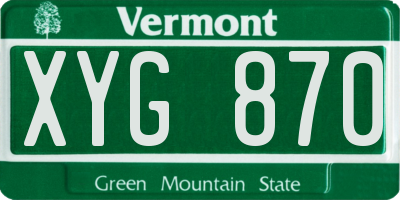 VT license plate XYG870