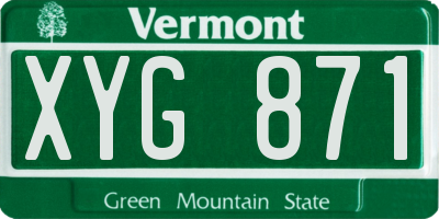 VT license plate XYG871