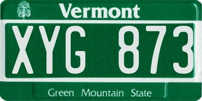 VT license plate XYG873