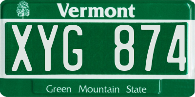 VT license plate XYG874
