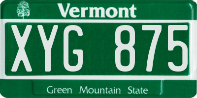 VT license plate XYG875