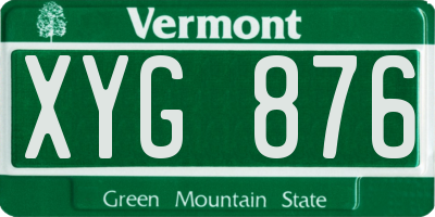 VT license plate XYG876