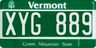 VT license plate XYG889