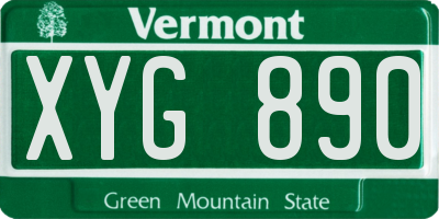VT license plate XYG890