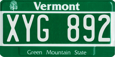 VT license plate XYG892