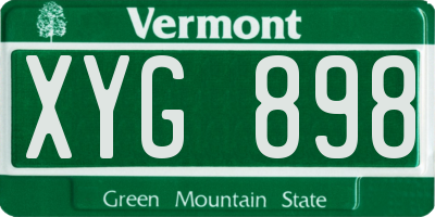 VT license plate XYG898