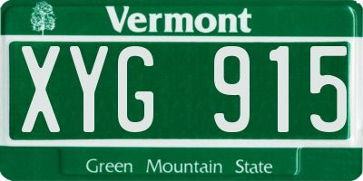 VT license plate XYG915