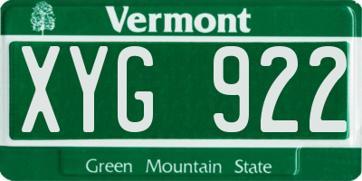 VT license plate XYG922
