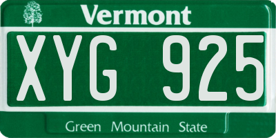 VT license plate XYG925