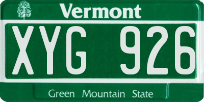 VT license plate XYG926