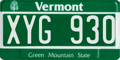 VT license plate XYG930