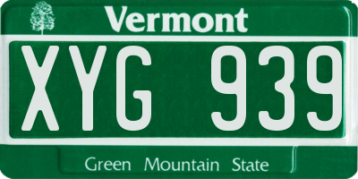 VT license plate XYG939
