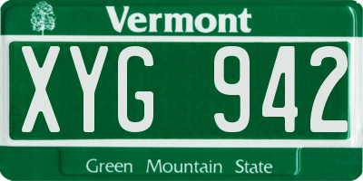 VT license plate XYG942
