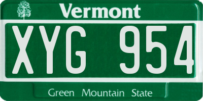 VT license plate XYG954