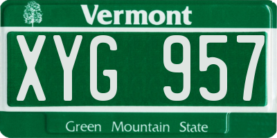 VT license plate XYG957