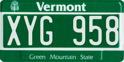 VT license plate XYG958
