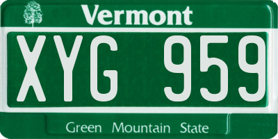 VT license plate XYG959