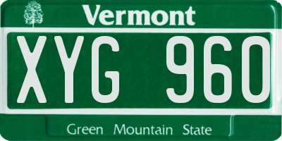 VT license plate XYG960