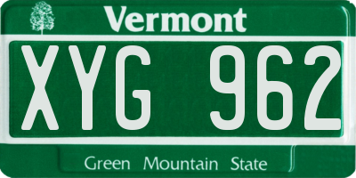 VT license plate XYG962