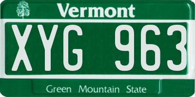 VT license plate XYG963