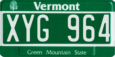 VT license plate XYG964