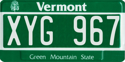 VT license plate XYG967