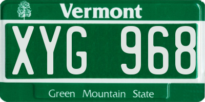 VT license plate XYG968