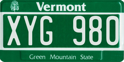 VT license plate XYG980
