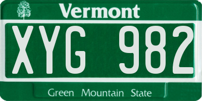 VT license plate XYG982