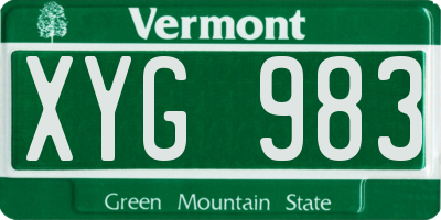 VT license plate XYG983