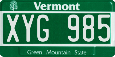 VT license plate XYG985
