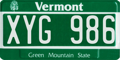 VT license plate XYG986